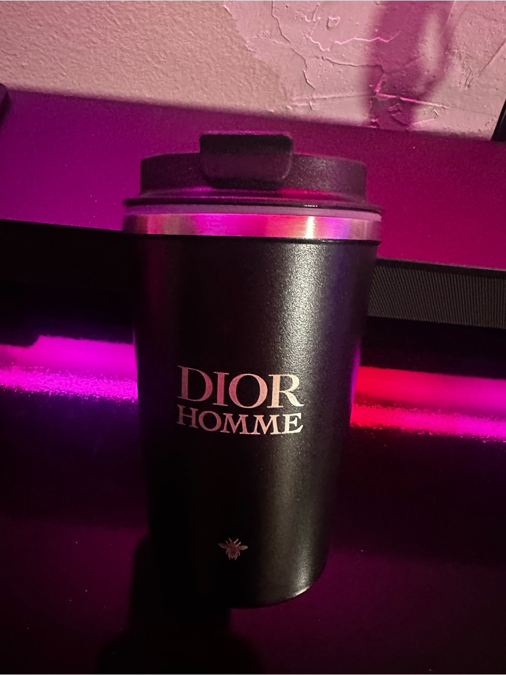 Dior Homme Black Travel Tumbler with Silver Logo